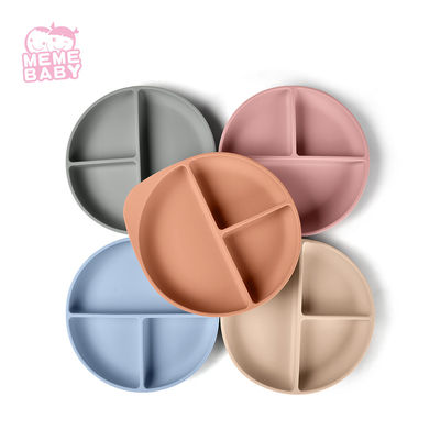 BPA Free Divided Silicone Dinner Plate Round Shape Minimalist Style