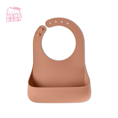 Portable Square Food Catching Bib , Silicone Scoop Bib Dishwasher Safe