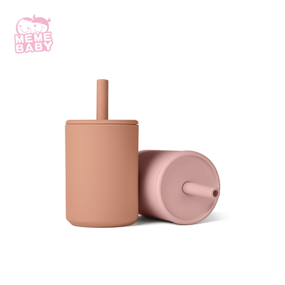 Leak Proof Reusable Silicone Straw Cup Easy To Clean For Baby