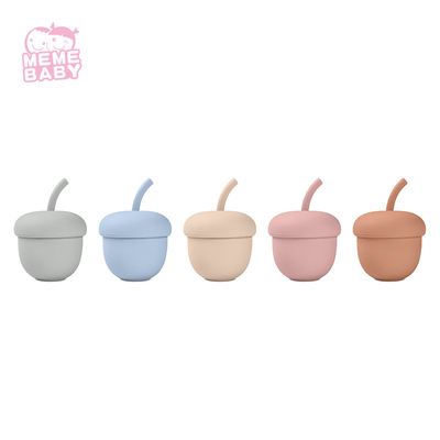 FDA Approval 200ml Silicone Straw Cup Chemicals Free With Lid And Straw