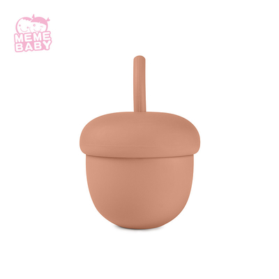 No Spill Baby Training Silicone Sippy Cup Chestnut Acorn Shaped