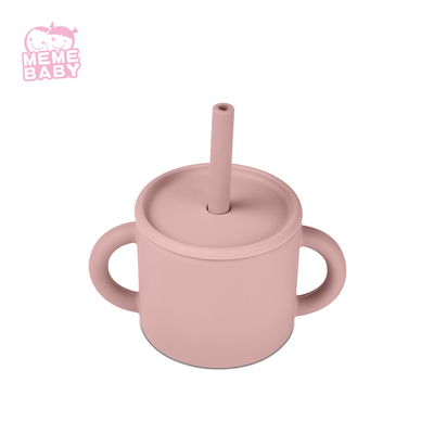 220ml Spill Proof Easliy Grip Feeding Littles Straw Cup With Handles
