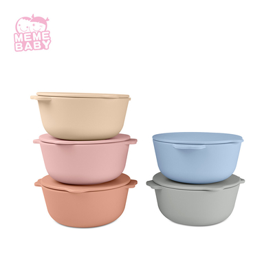 Customized Lightweight Silicone Weaning Bowl Silicone With Lid Handles
