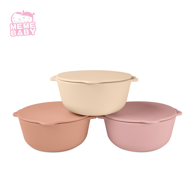 Customized Lightweight Silicone Weaning Bowl Silicone With Lid Handles