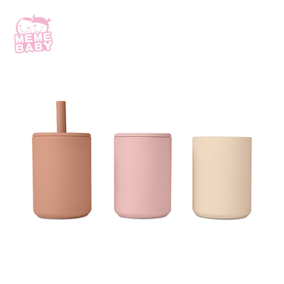 180ml Memebaby Silicone Sippy Cup With Straw Multiple Color Choices