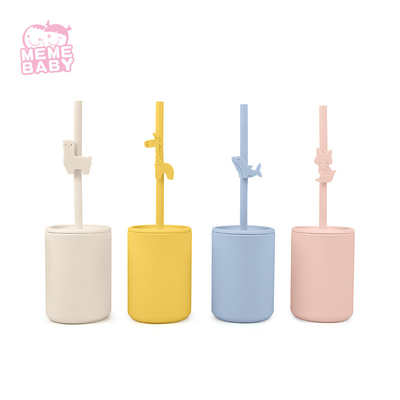6oz Customized Color Silicone Straw Cup For Baby Infant Learning