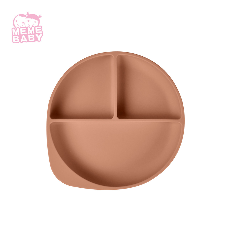 BPA Free Divided Silicone Dinner Plate Round Shape Minimalist Style